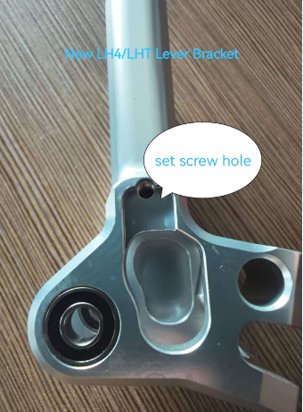G2: set-screw hole in the lever bracket